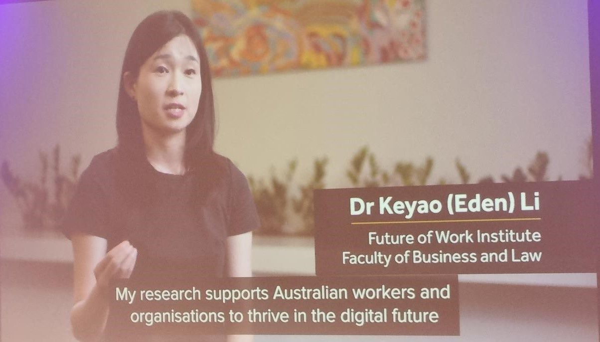 Eden presenting her research virtually at the 2023 Research and Engagement Awards